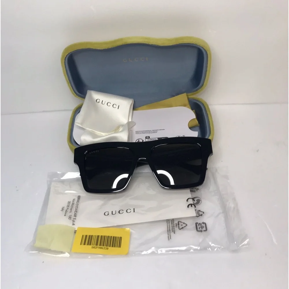 New - 💯Authentic Gucci Solid Grey Rectangular Unisex Sunglasses GG0962S 0… - Picture 14 of 14